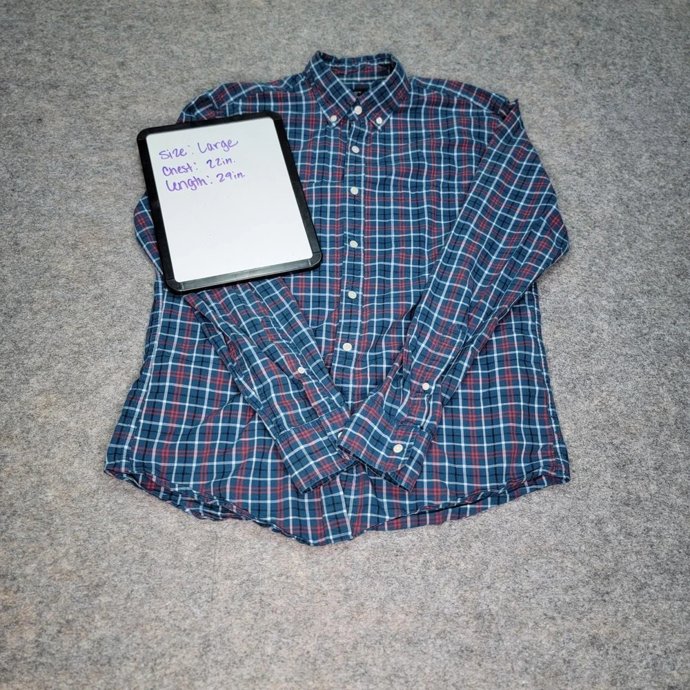 J. Crew Mens Large Plaid Button Down Long Sleeve Shirt Casual‎